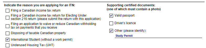 Individual Tax Number Itn Link4canada 